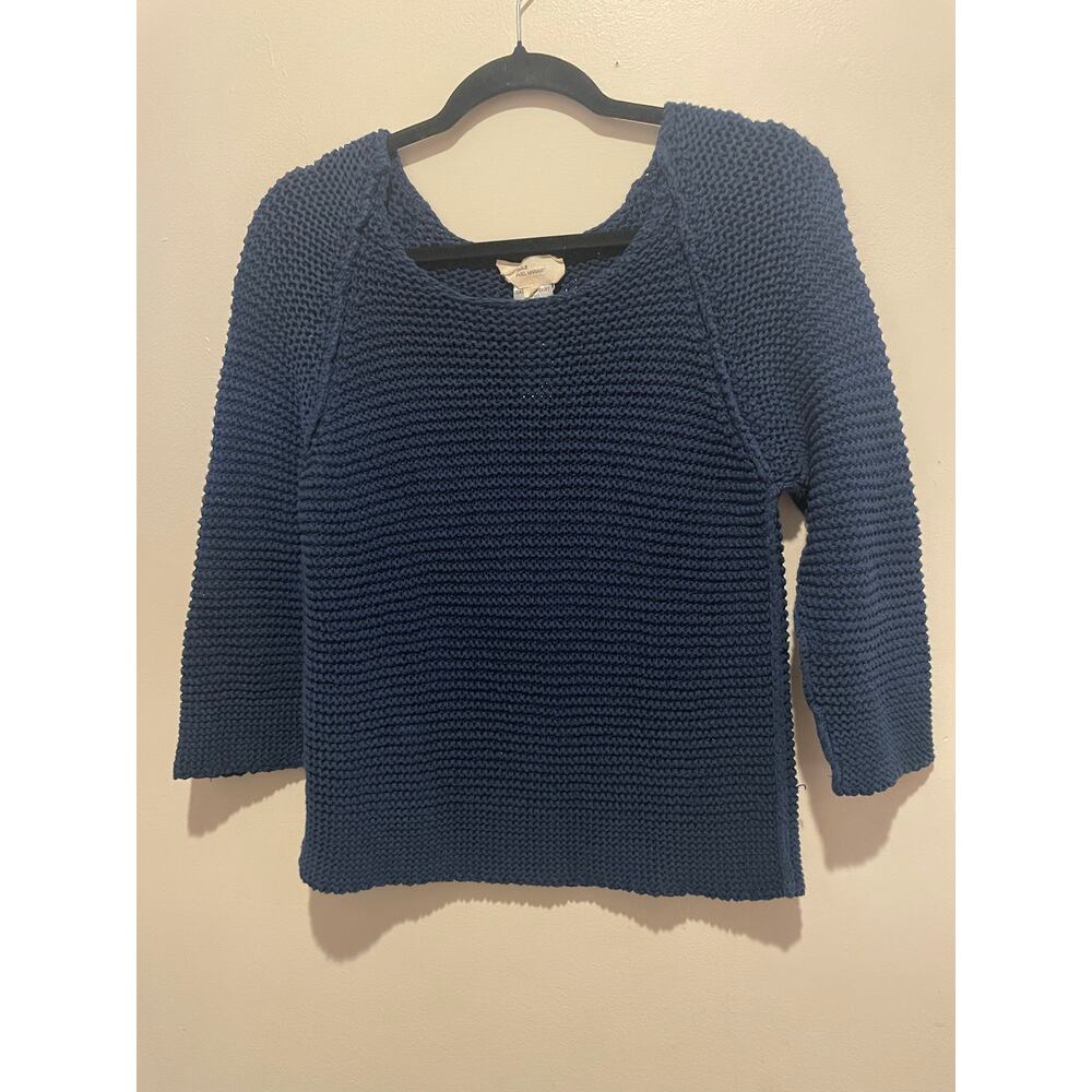 Etoile Isabel Marant 3/4 sleeve blue chunky knit mako cotton sweater SZ 2UK-8 US